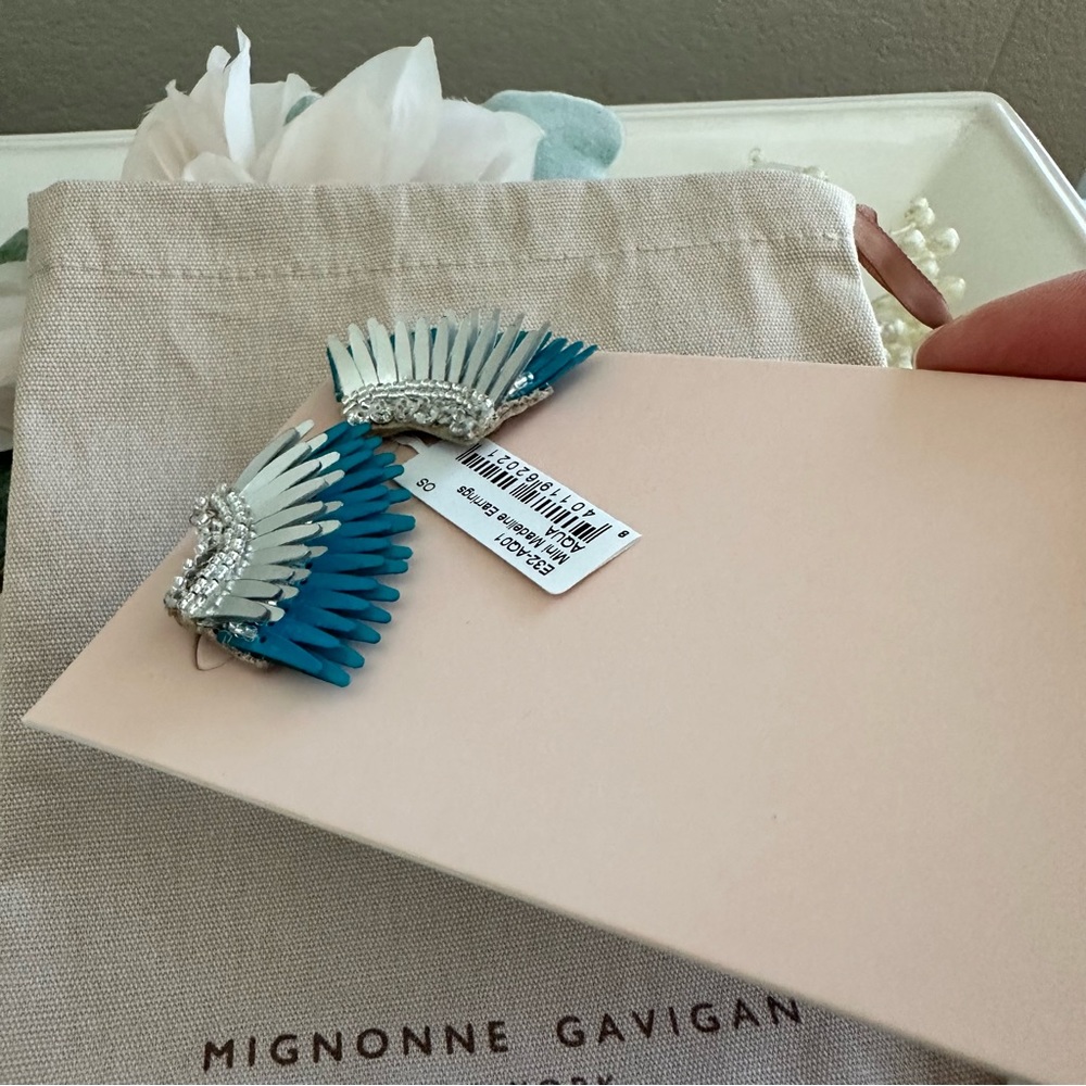 Mignonne Gavigan Mini Madeline Earrings Aqua Silver NWT - Picture 5 of 14